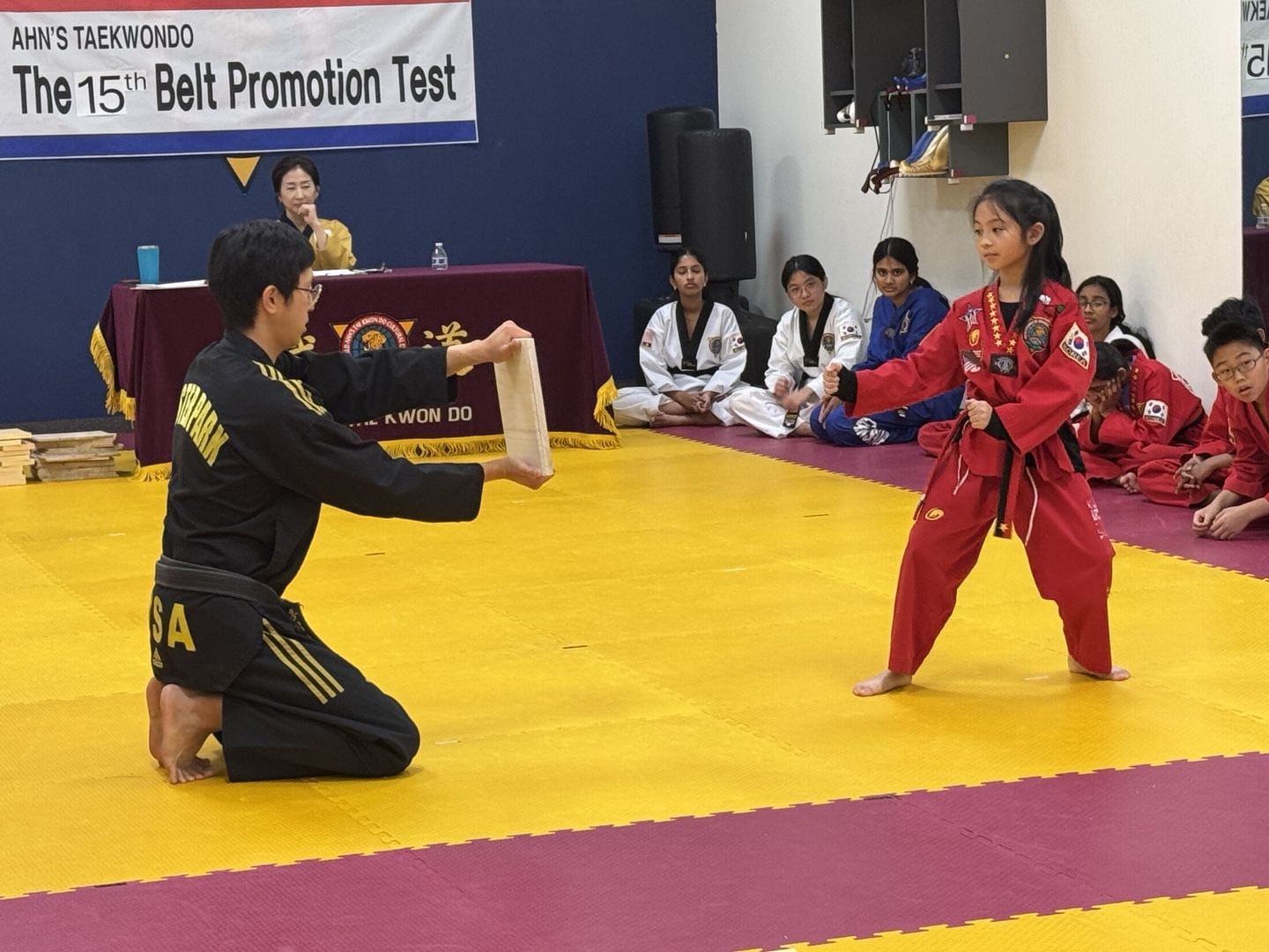 Kids learning Taekwondo skills at Ahn's Taekwondo