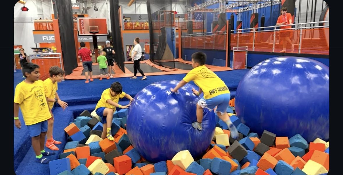 Ahn's Taekwondo summer camp field trip to a trampoline park