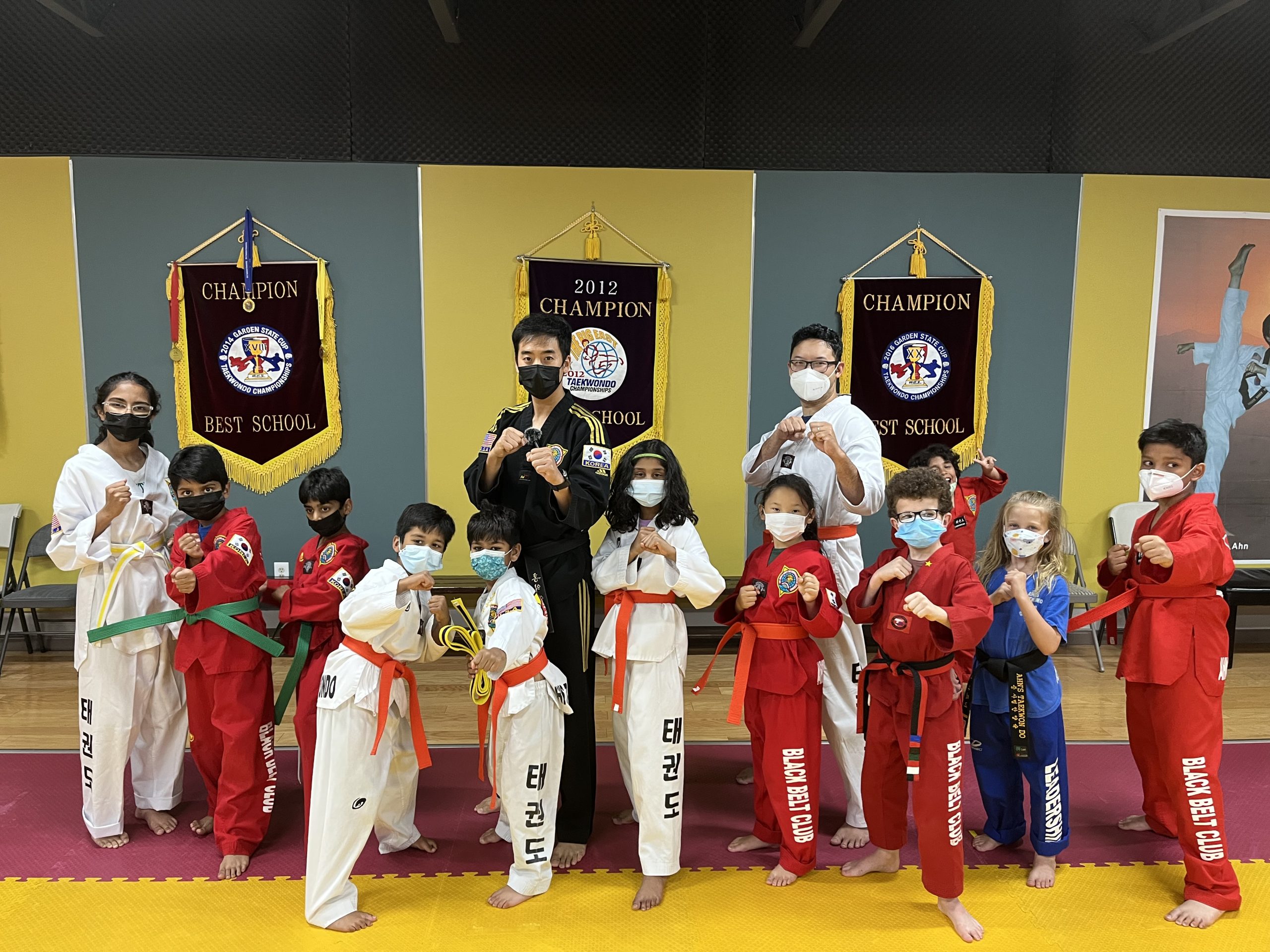 Ahn's Taekwondo students gathered at a school event
