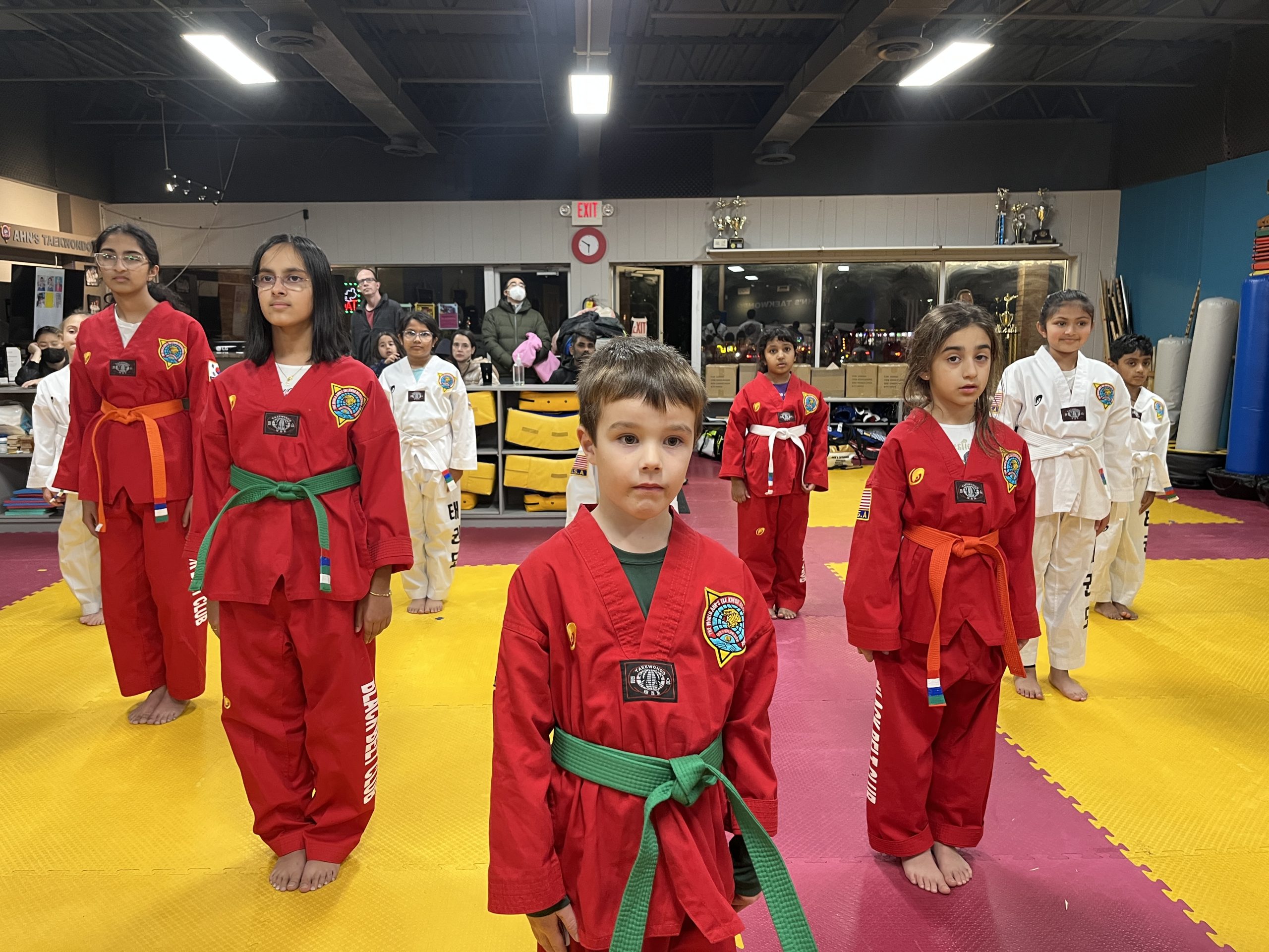 Kids practicing discipline and focus at Ahn's Taekwondo