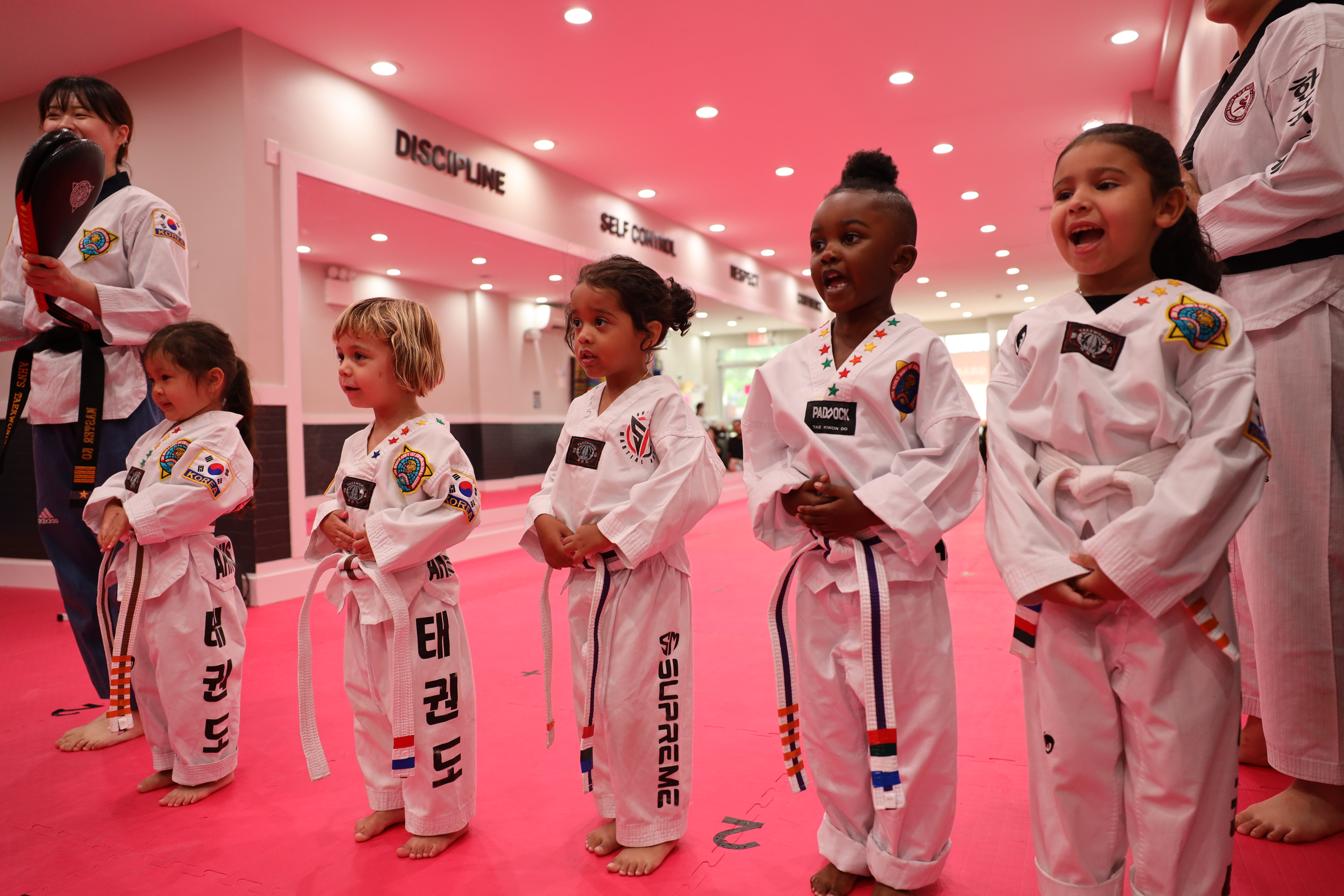 Young students lined up in class at Ahn's Taekwondo NYC