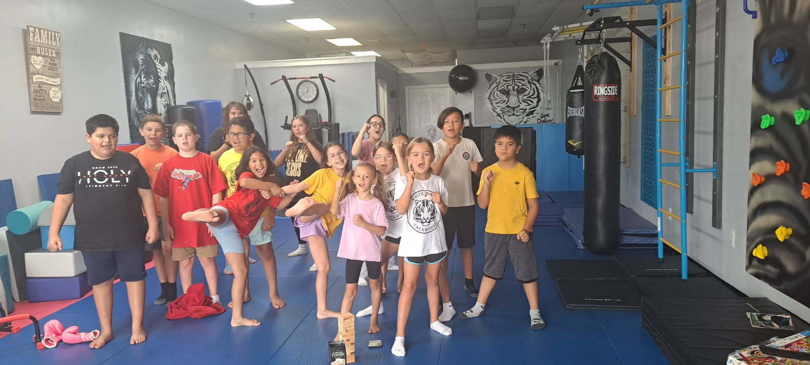 Students learning at White Tiger Martial Arts after school