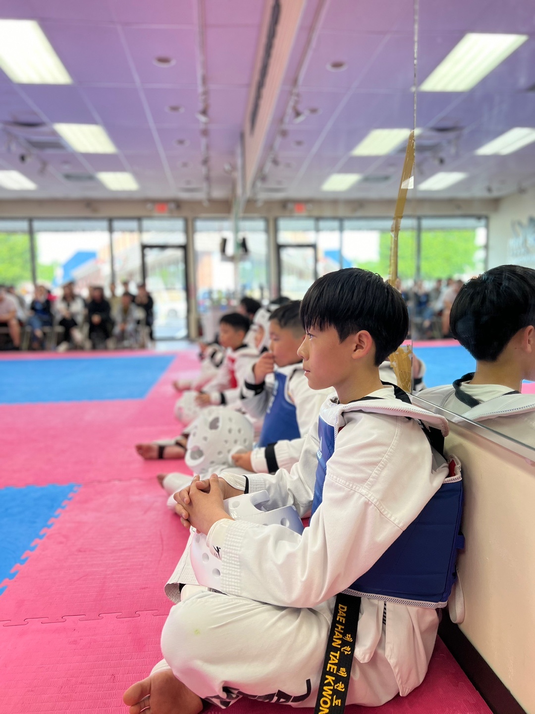 Student in sparring gear at Dae Han Taekwondo