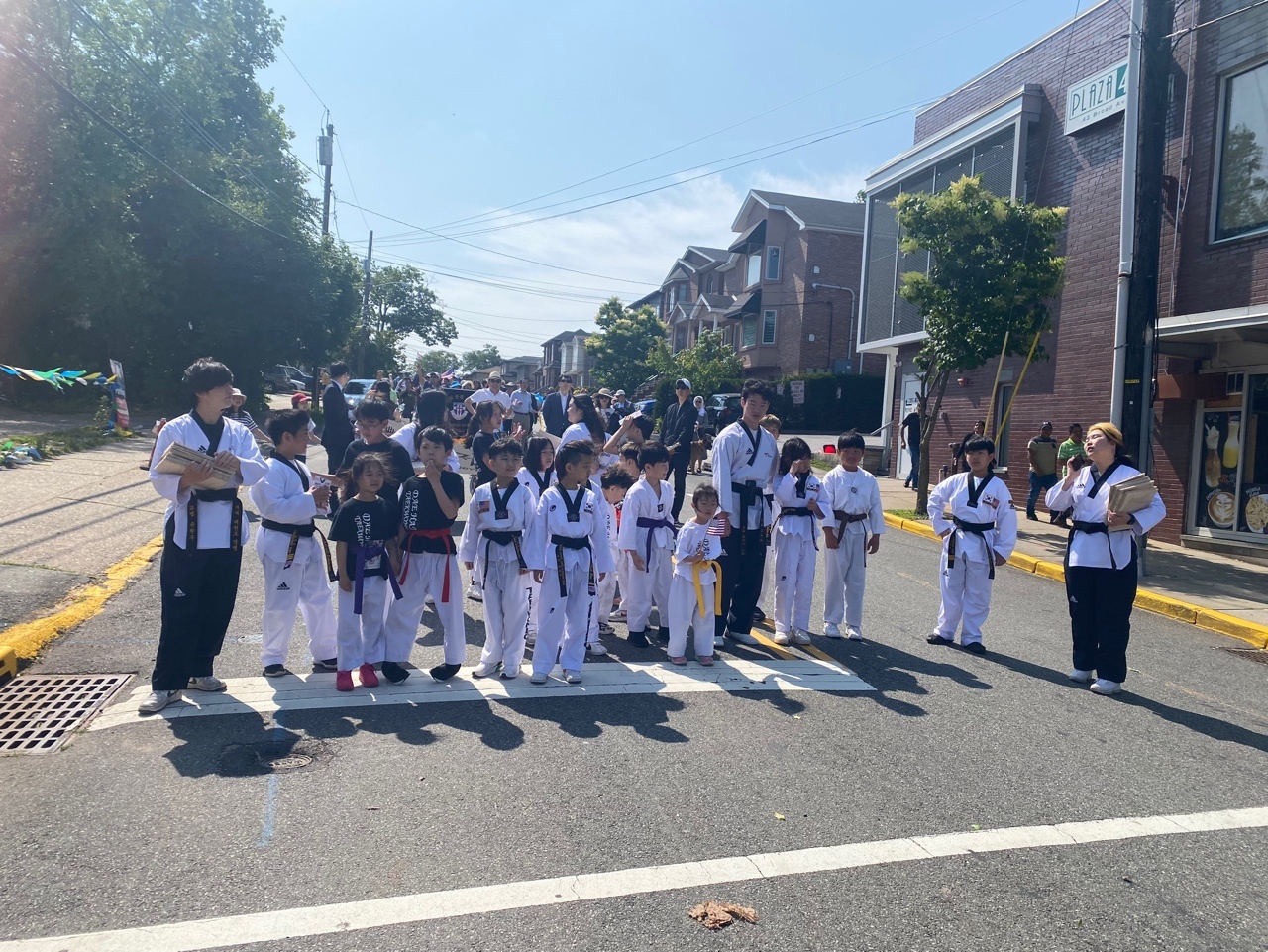 Students marching in a local parade