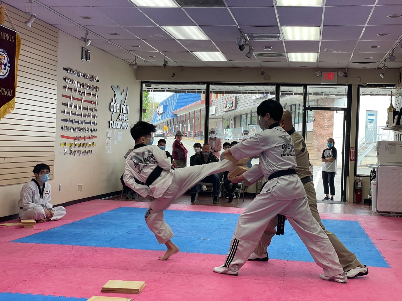 Kicking and breaking drill at the dojang