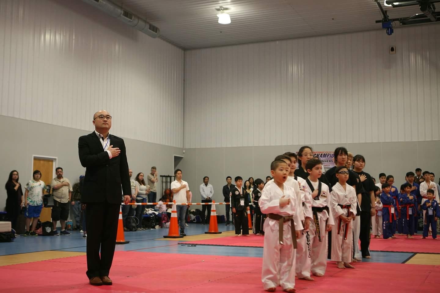 Students competing at a Taekwondo tournament