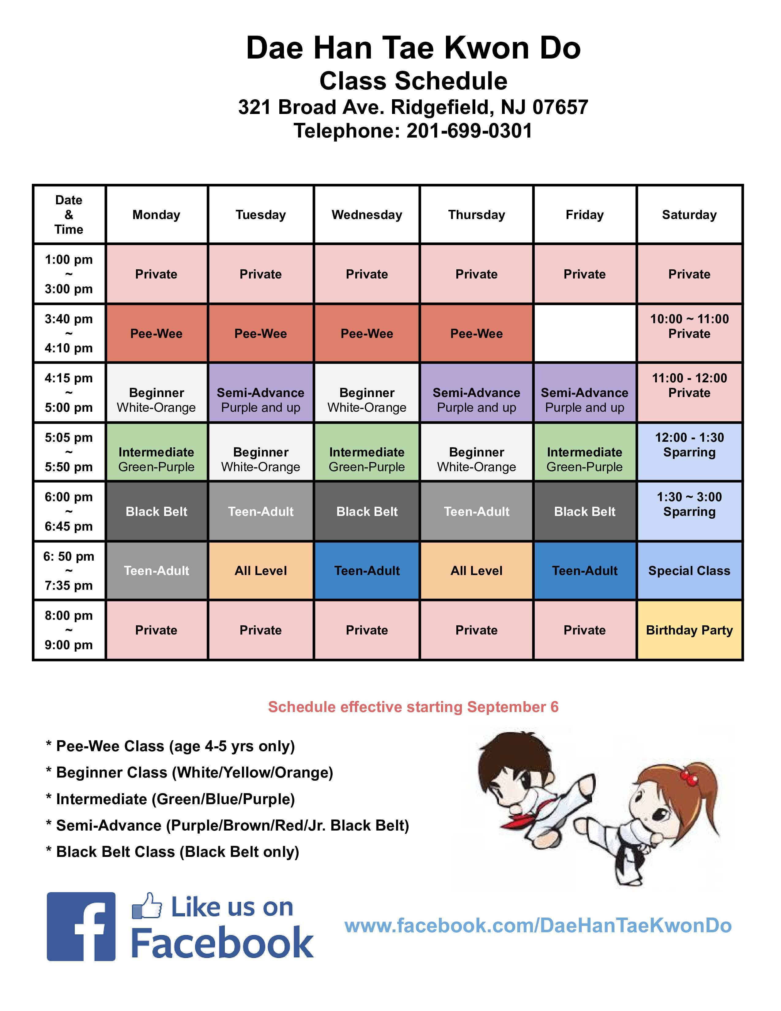 Ridgefield Class Schedule