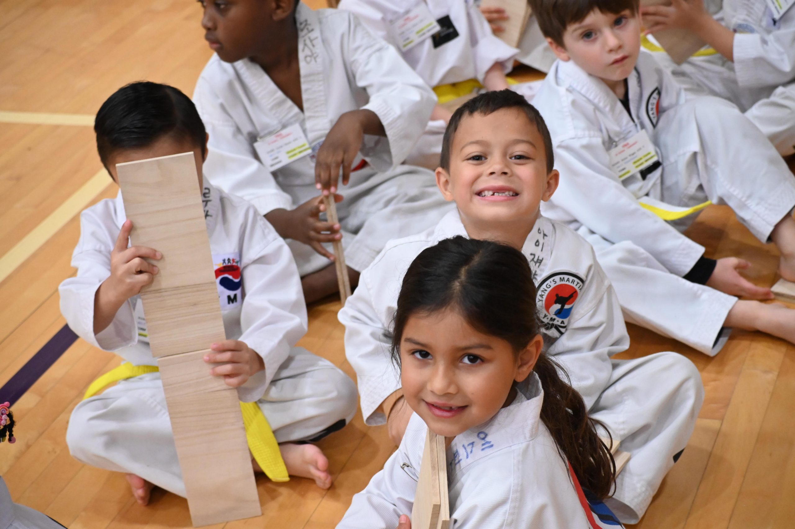 Preschoolers having fun in class
