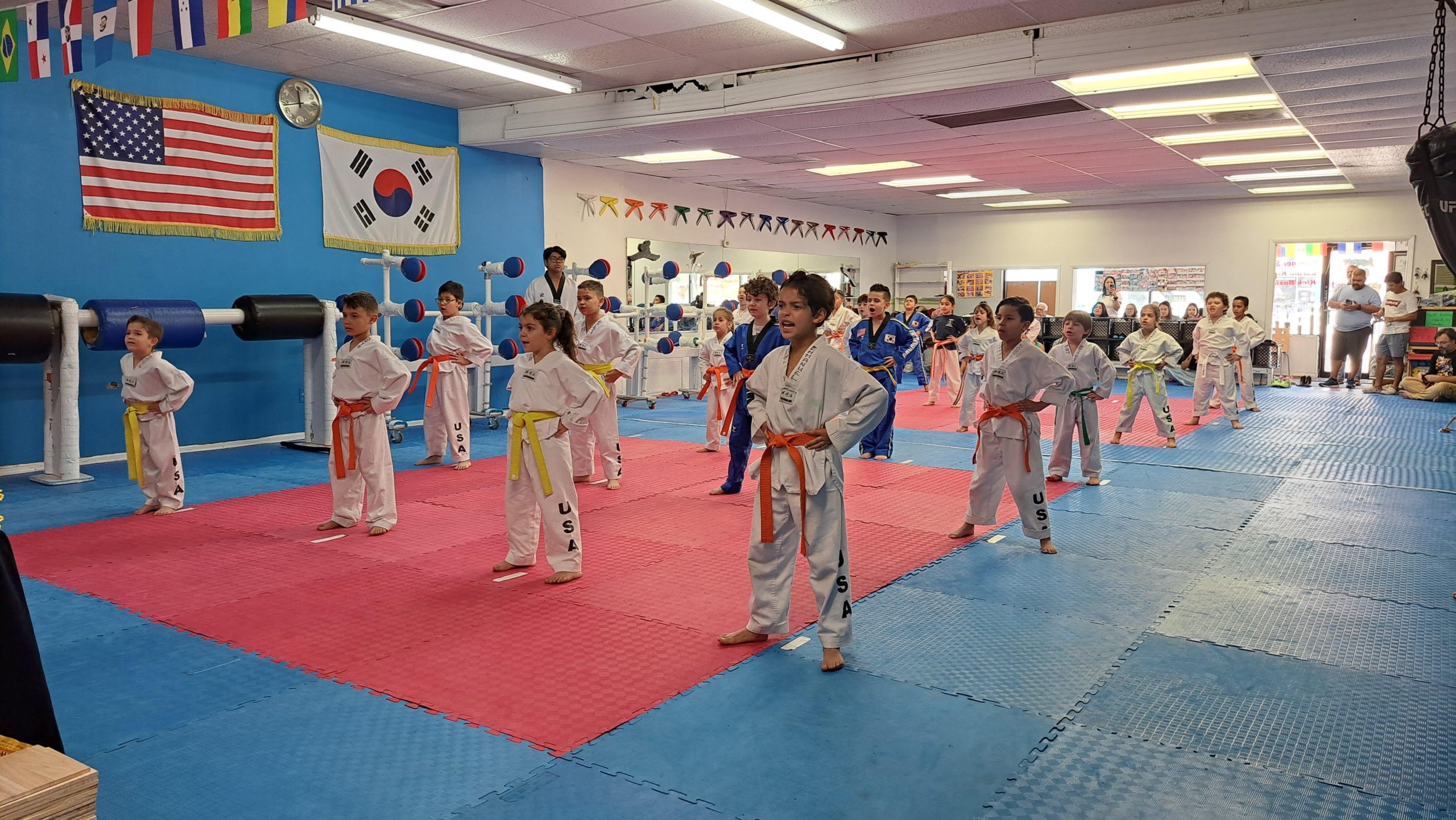 Junior 1 students in class at Joung's Taekwondo