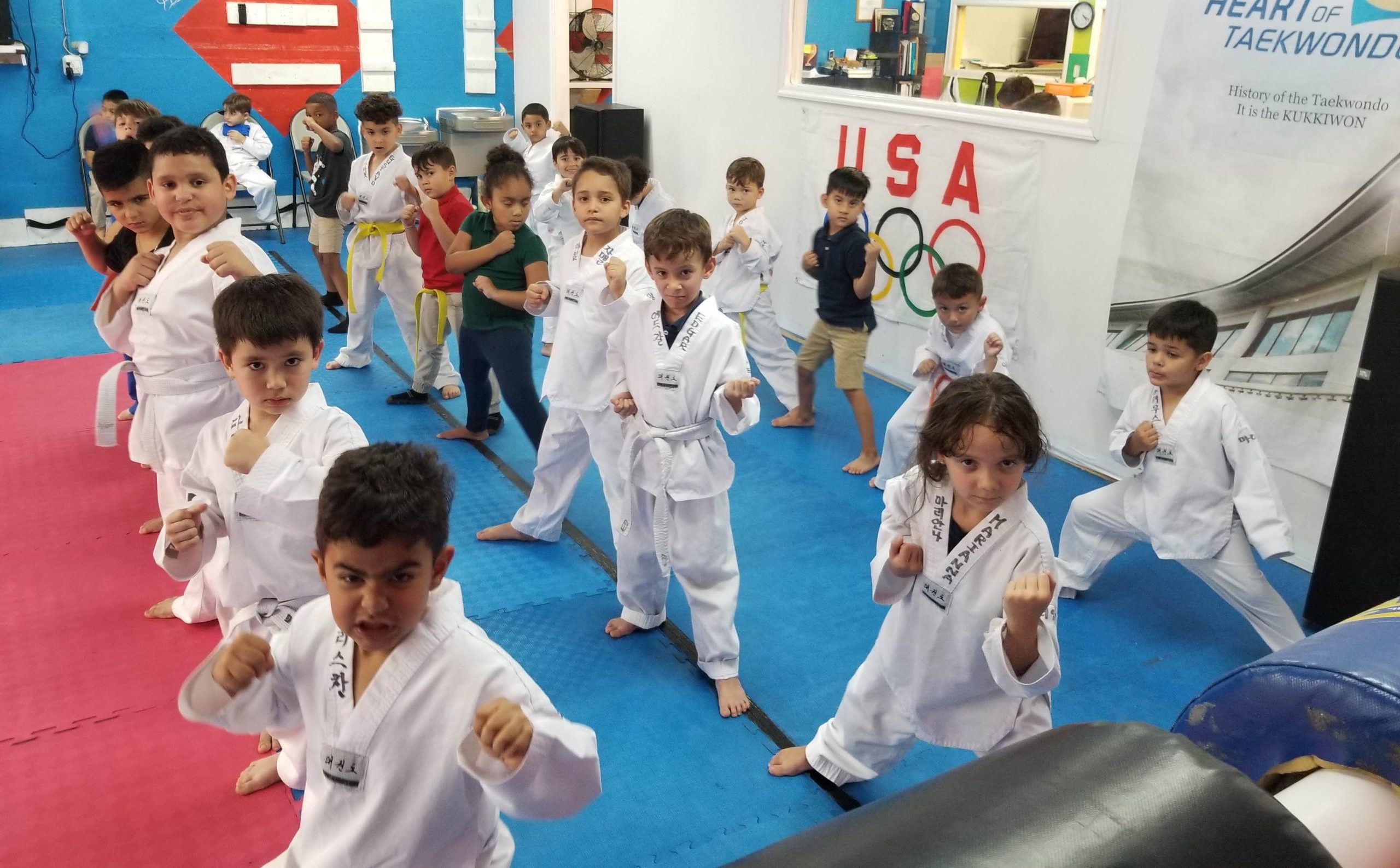 Little Tiger students practicing at Joung's Taekwondo
