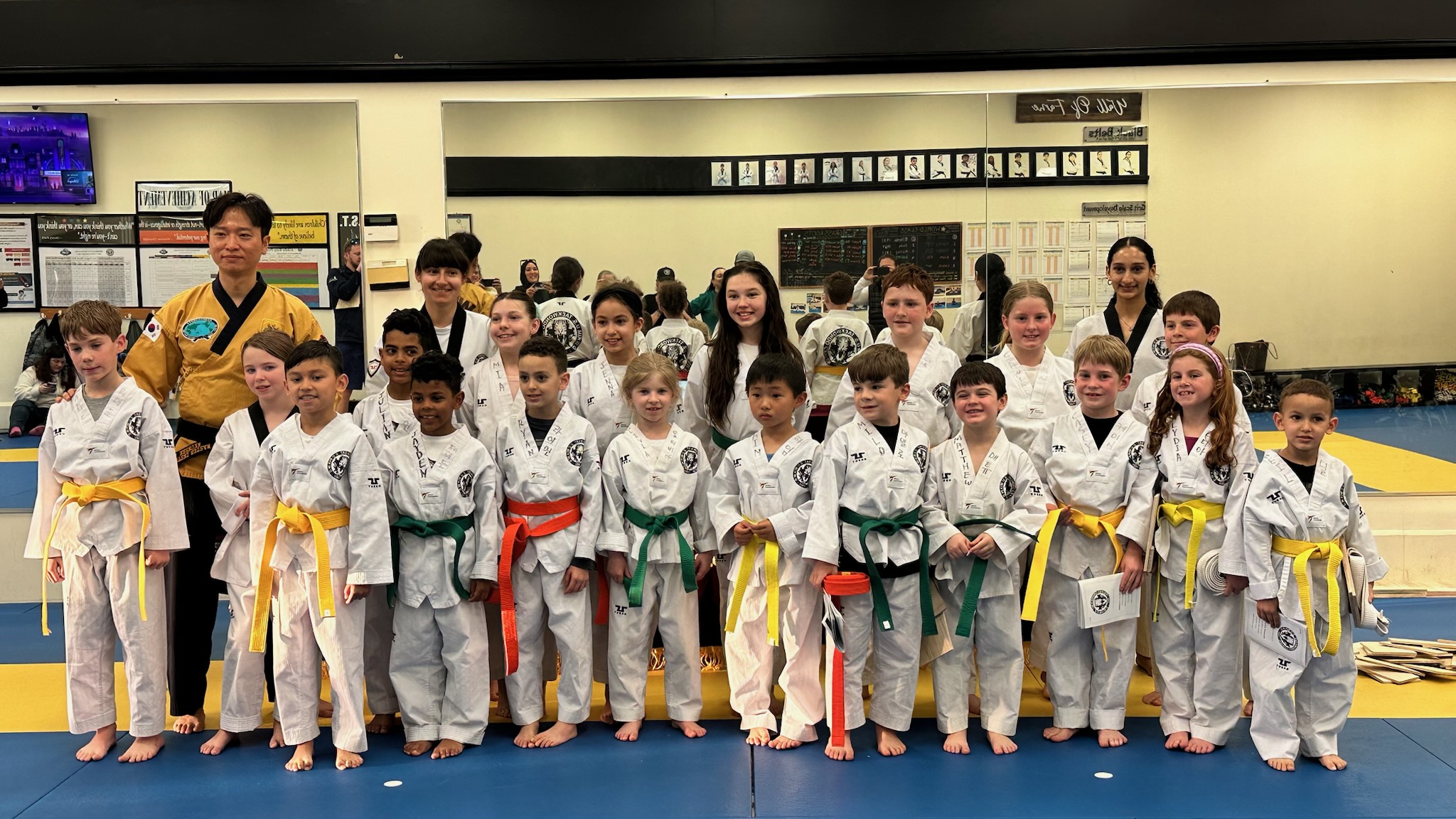 Great Oak students showing effort and enthusiasm during the Taekwondo program