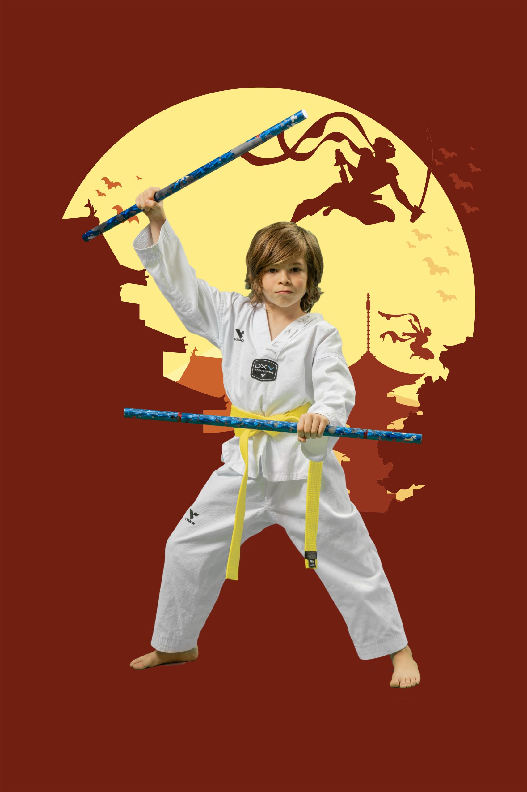 Young student in fighting stance at Flying Tiger Martial Arts in Garner, NC