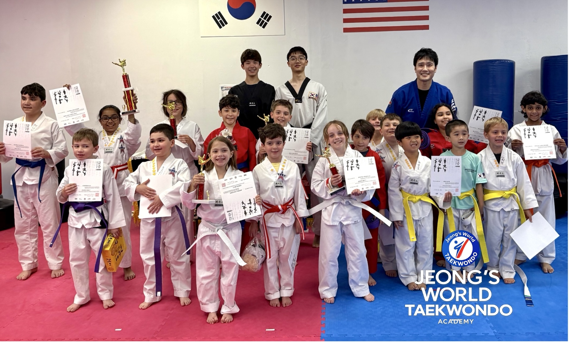 Child demonstrating Taekwondo at Jeong's World Taekwondo Academy