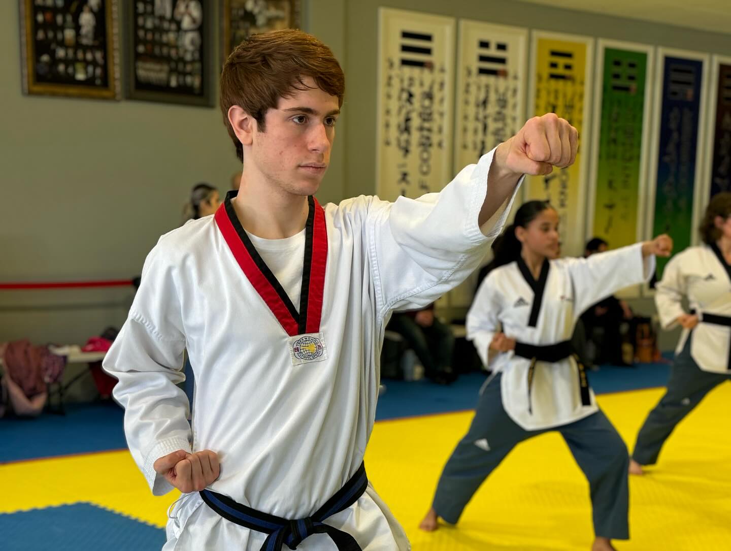 Adult practicing self-defense techniques