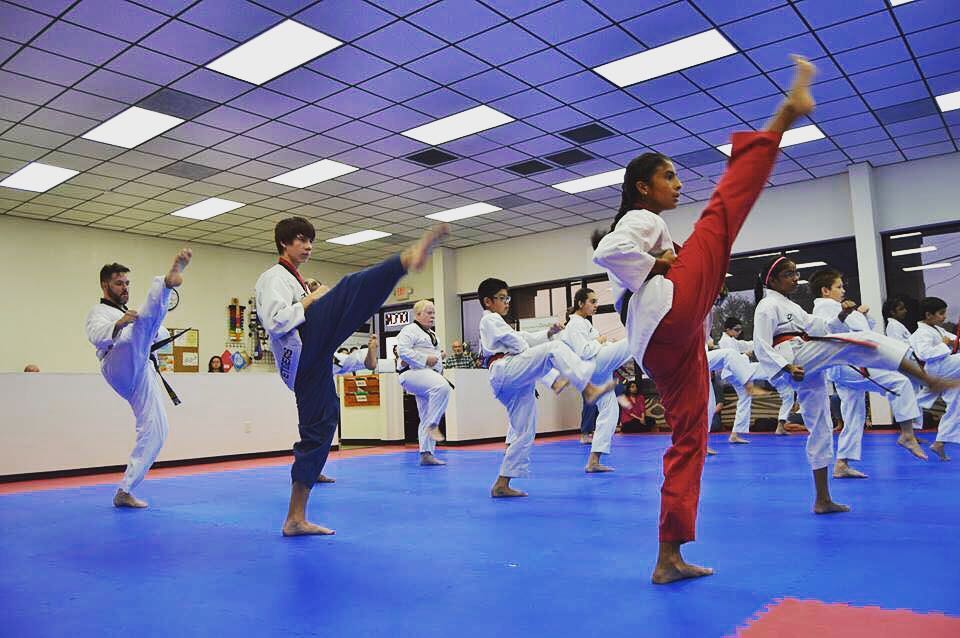 Teen students training together