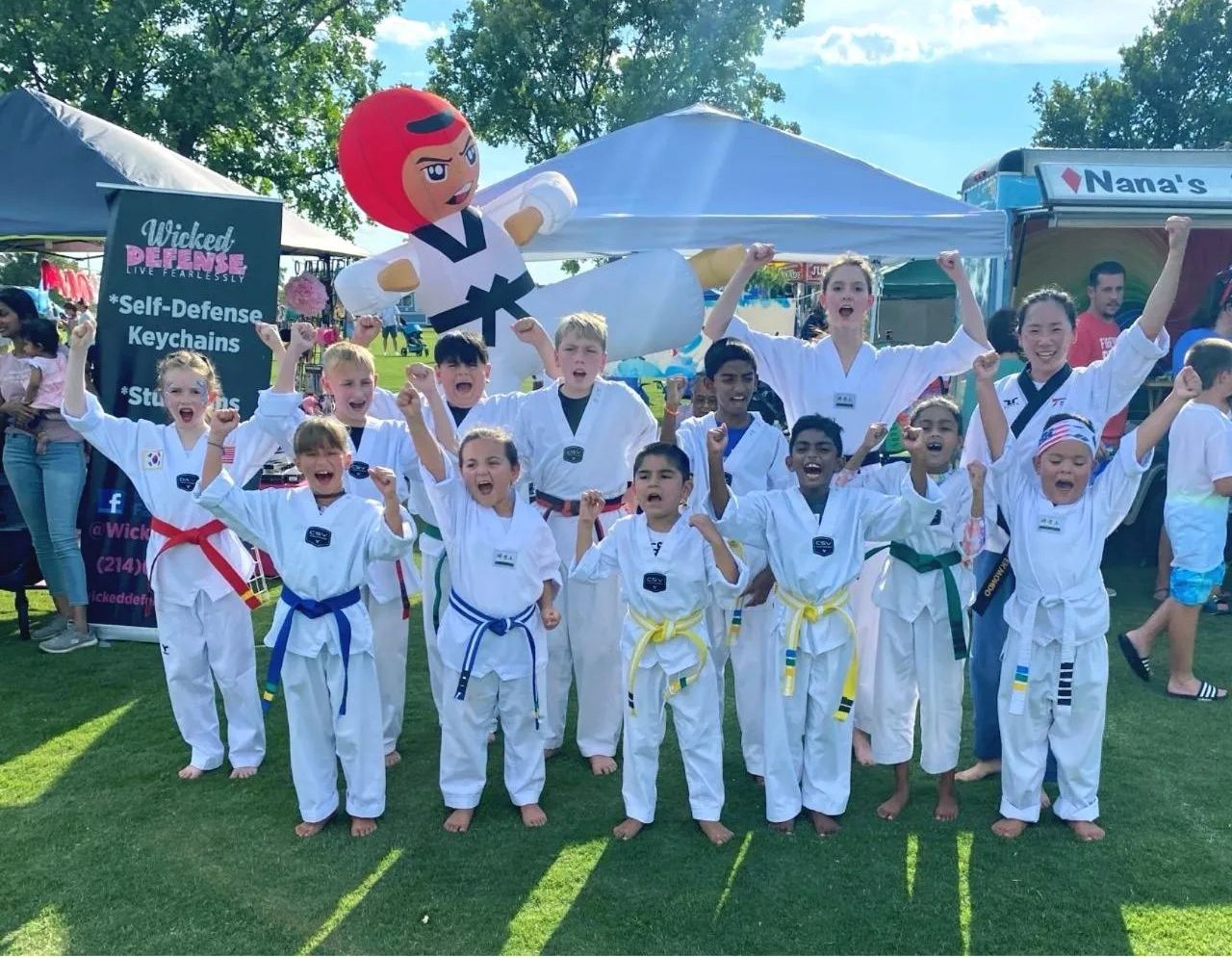 Kids enjoying a martial arts birthday party