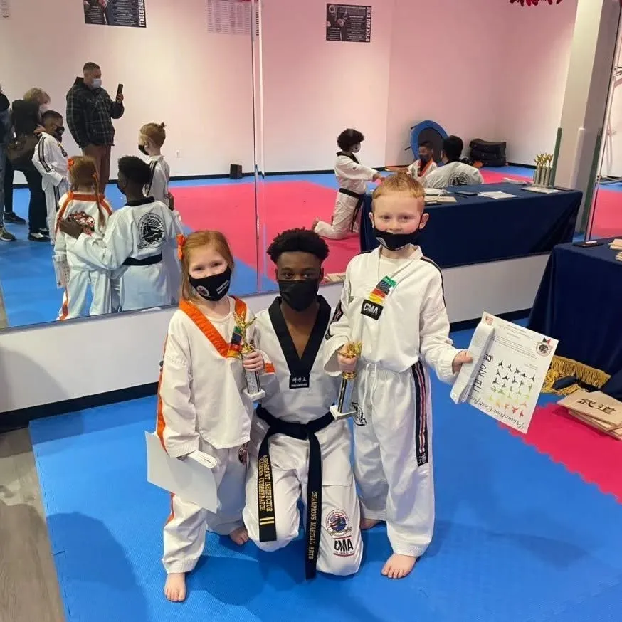 Kids developing discipline through Taekwondo