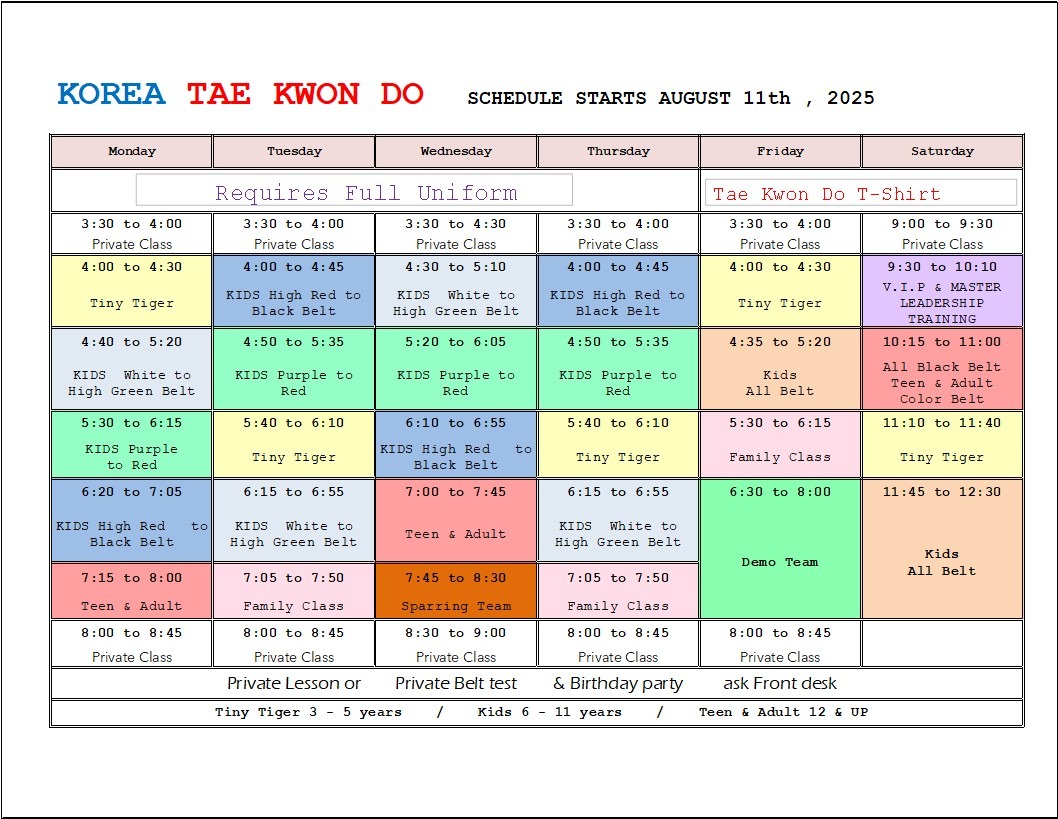 Lake Worth Class Schedule
