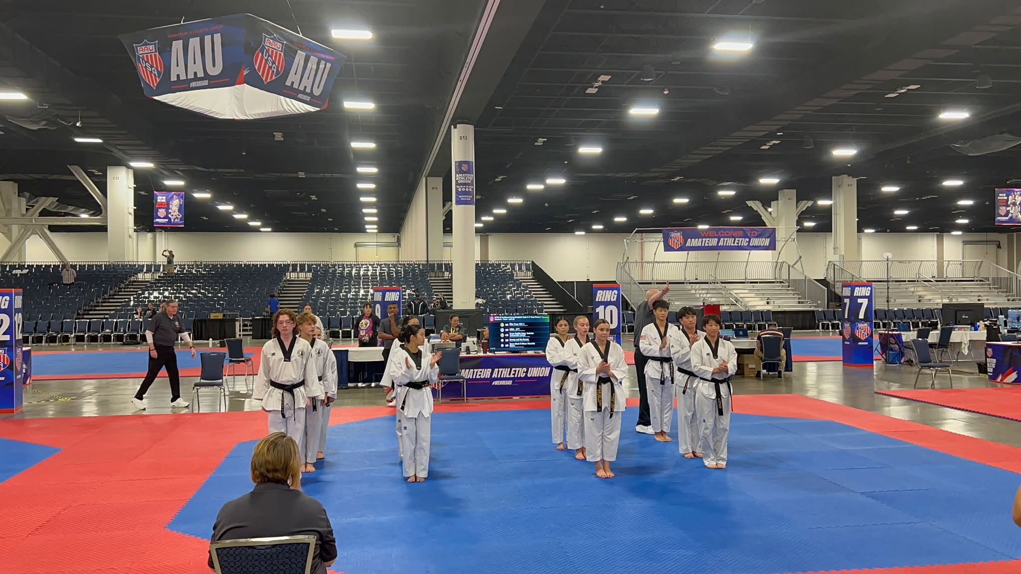 Team Elite USA athletes on the competition floor at the 2026 AAU National Championships