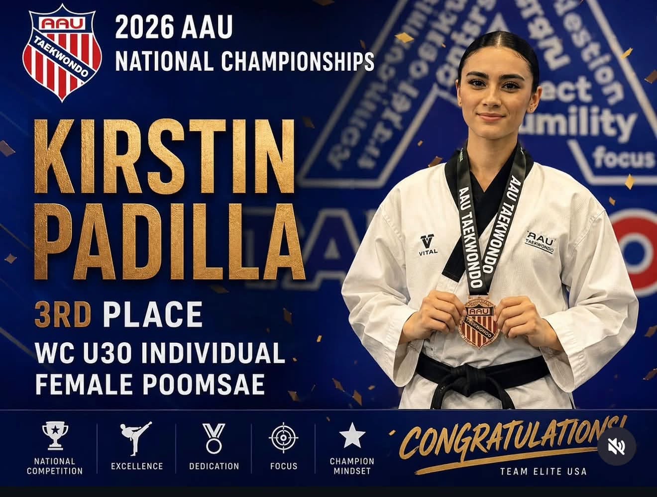 Kirstin Padilla, 3rd Place, WC U30 Individual Female Poomsae