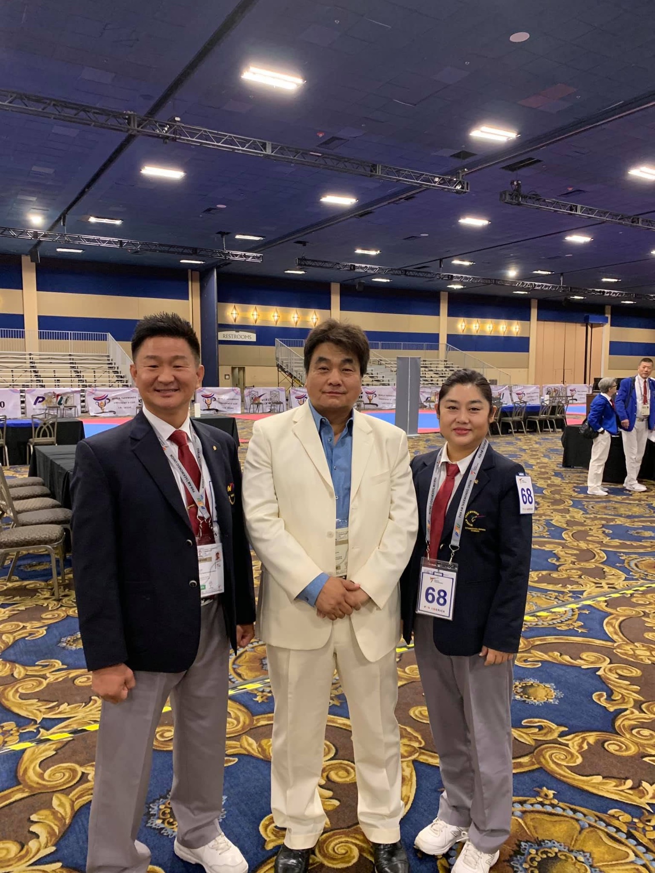 Grandmaster Bae with international Taekwondo officials at a championship event