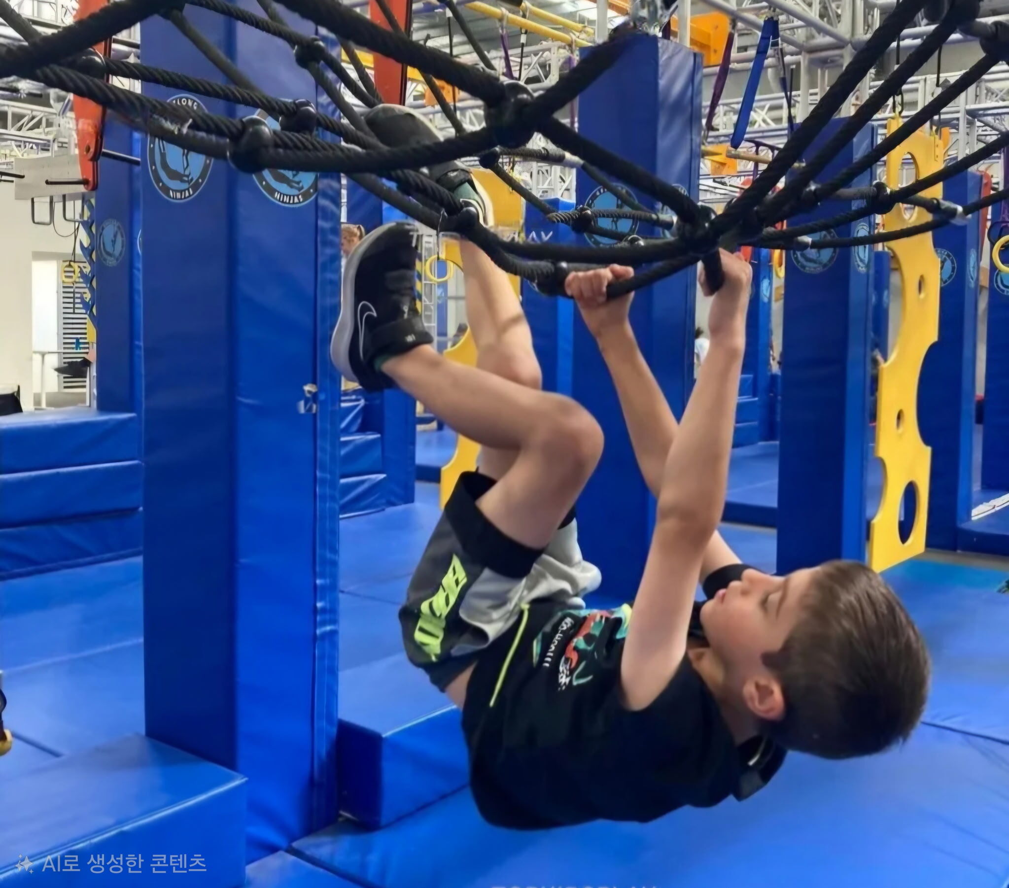 Kids mastering ninja challenges