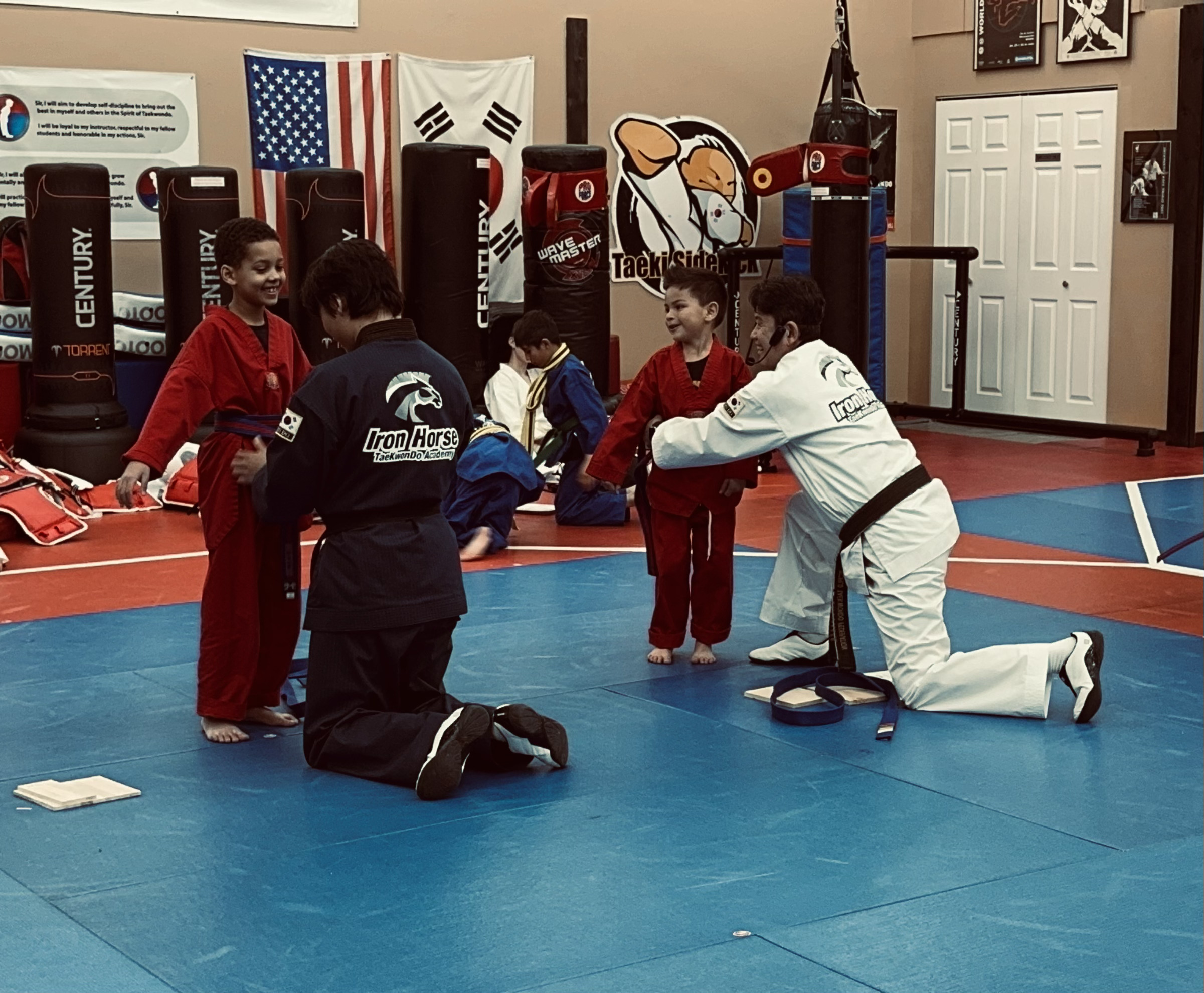 Youth students learning technique