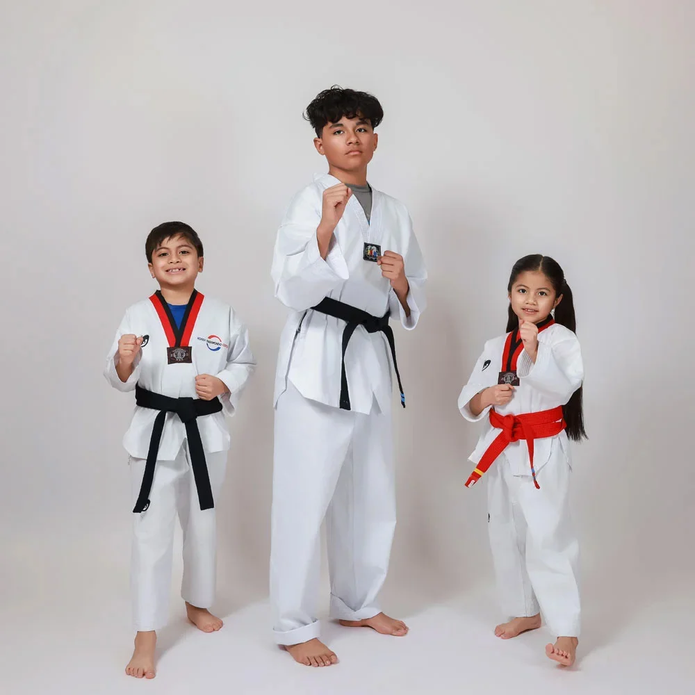 Children practicing Taekwondo forms together