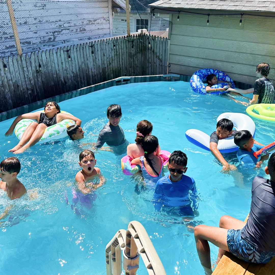 Summer camp students practicing martial arts together