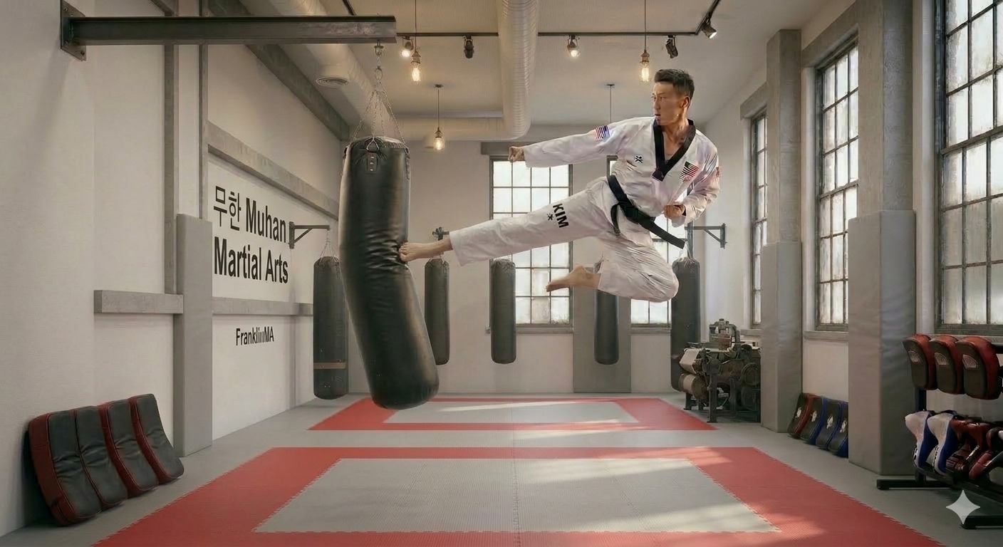 Taekwondo sparring competition team at Franklin Mu Han