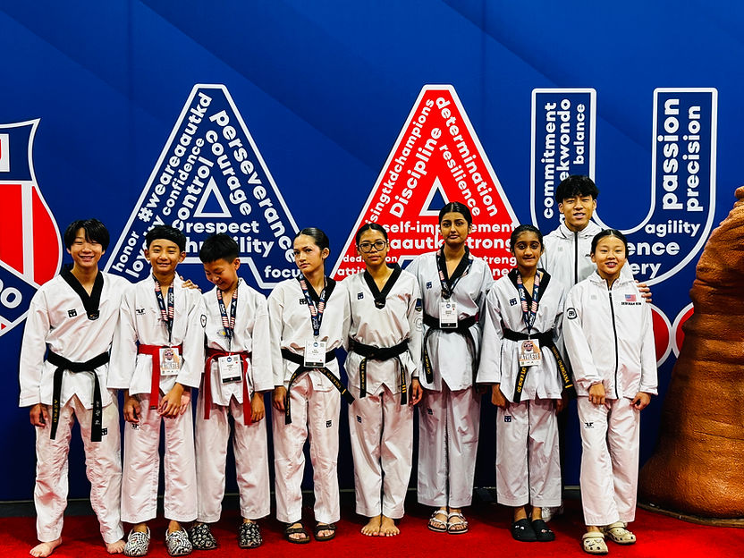 Taekwondo students in action