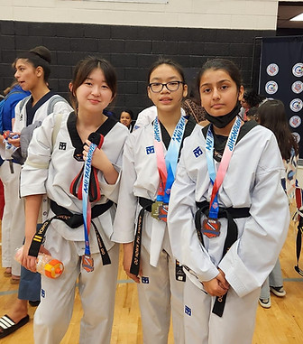 Students practicing poomsae forms