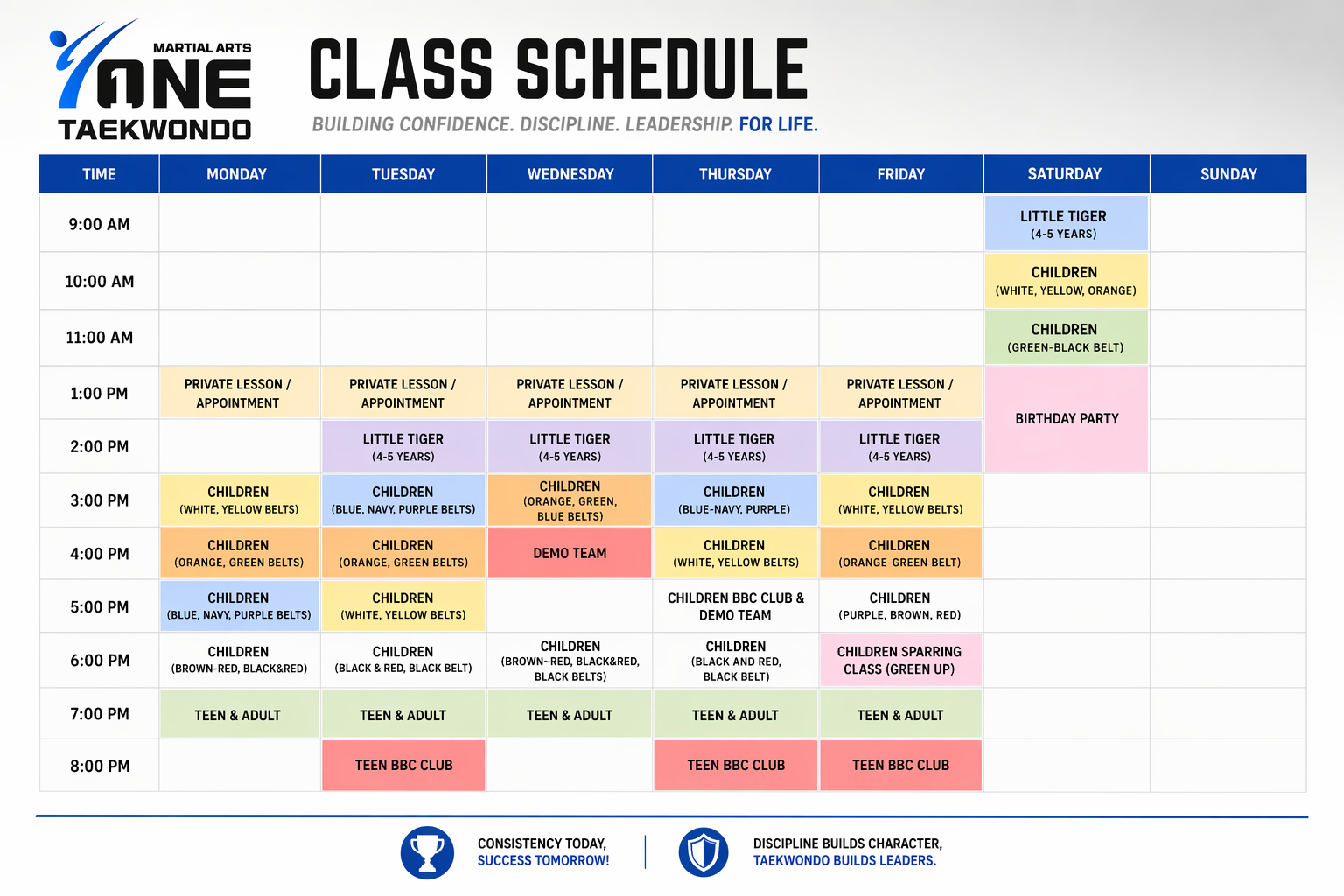 Paramus Class Schedule