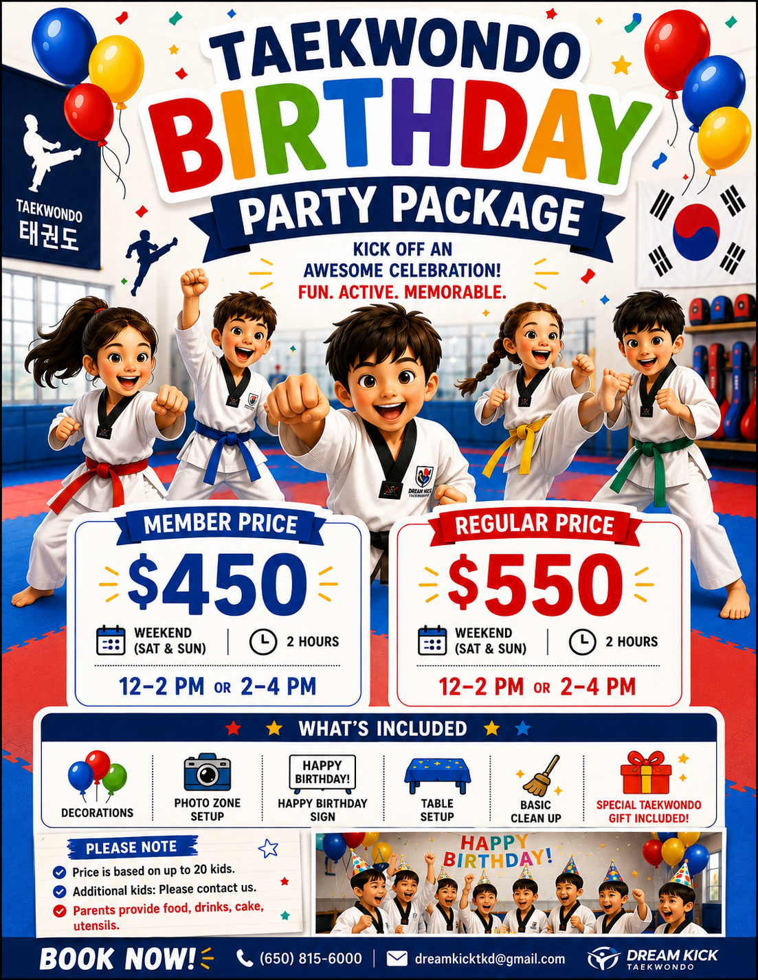 Birthday Party at DreamKick Taekwondo
