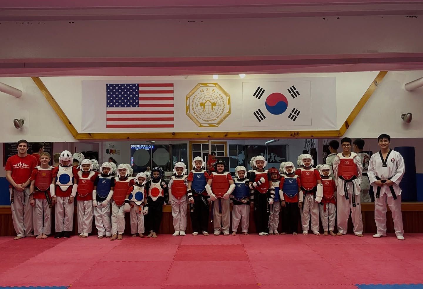 Sparring team athletes training at JK Kang Taekwondo