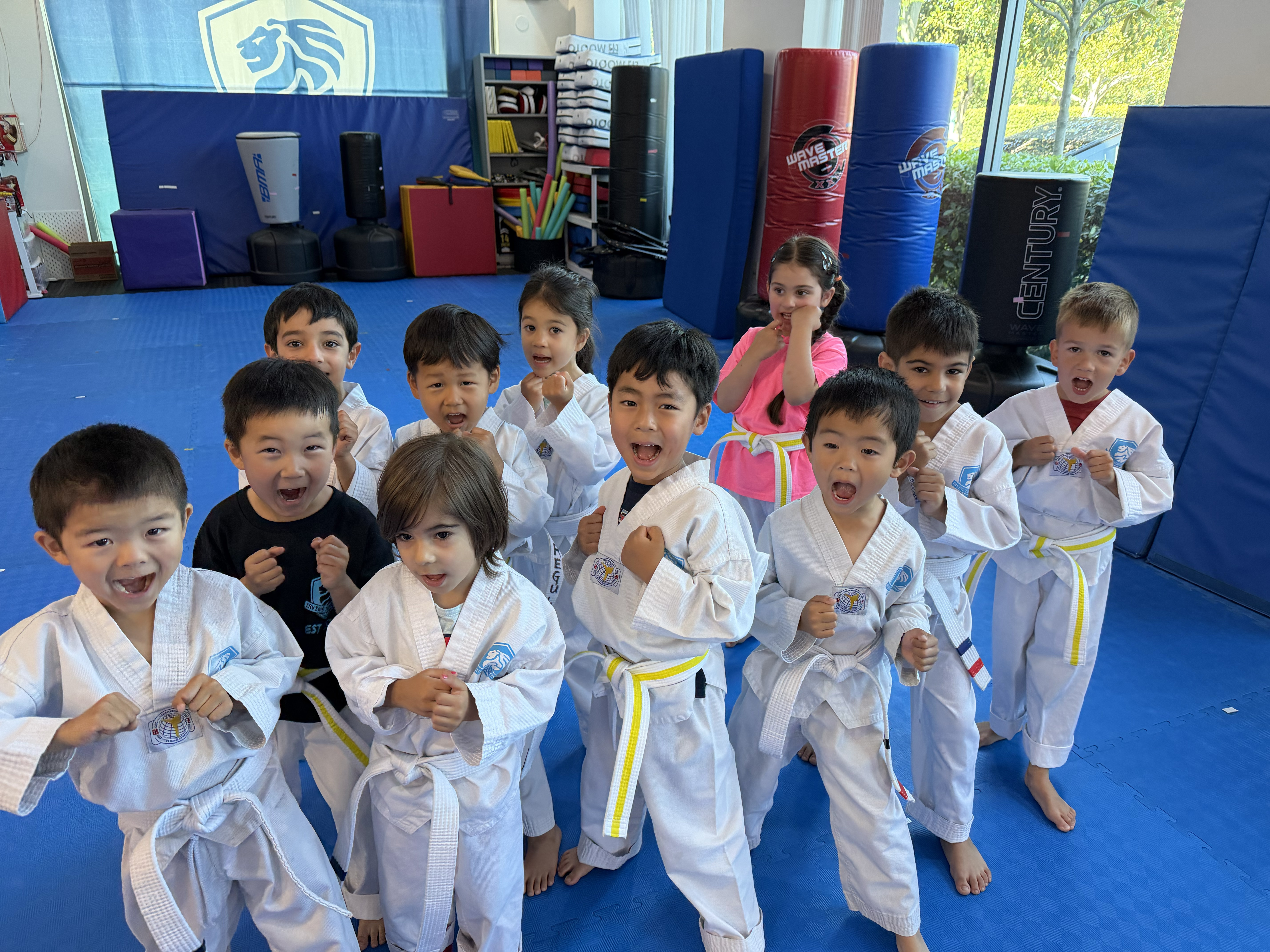 Young children developing coordination and confidence through Taekwondo at Regulus in Irvine