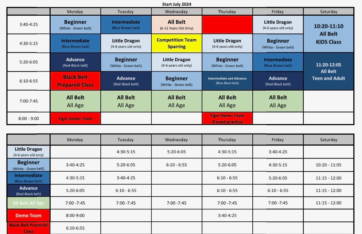 Atlanta Class Schedule