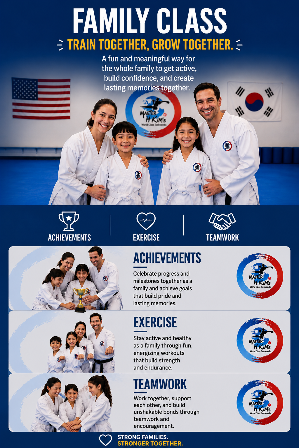 Family supporting each other in Taekwondo