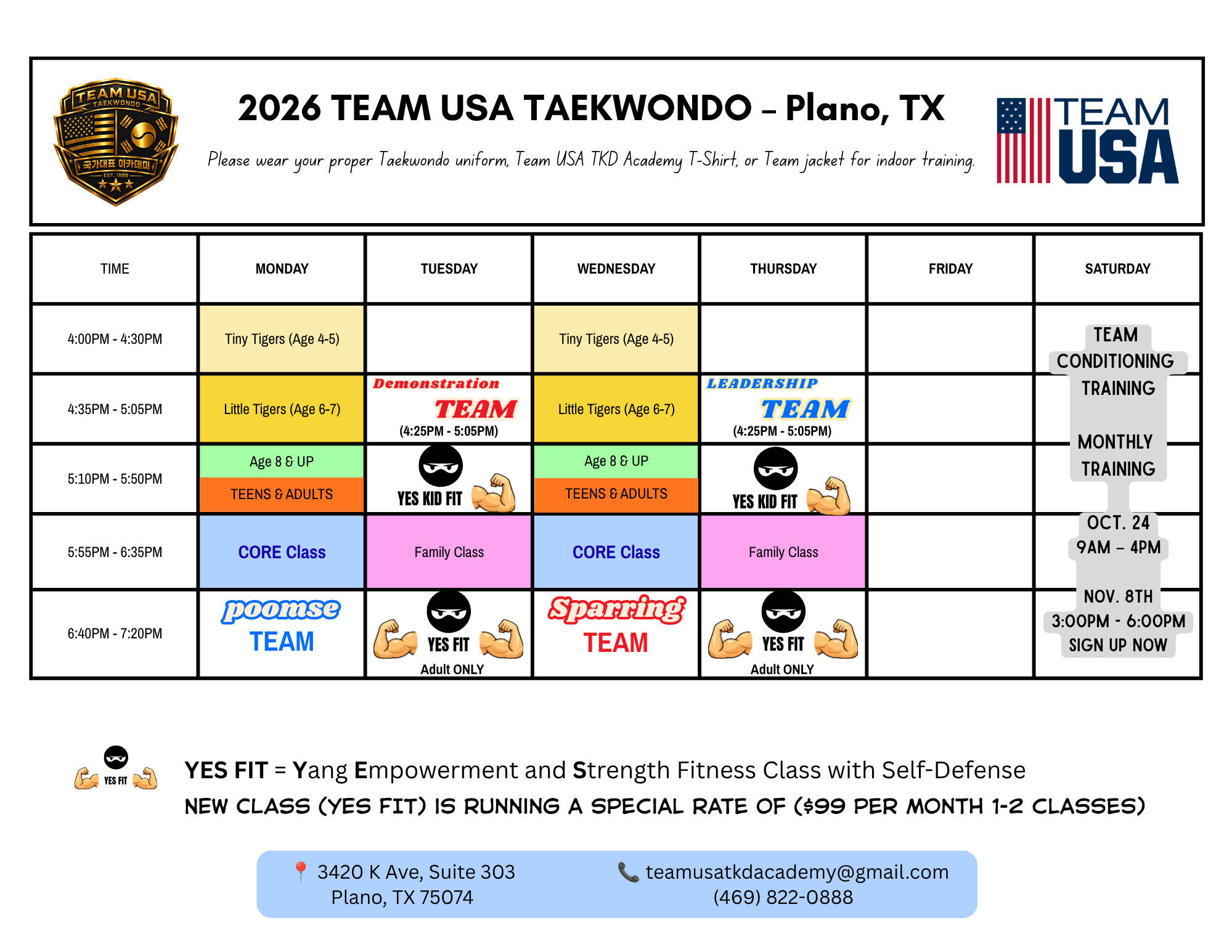 Plano Class Schedule