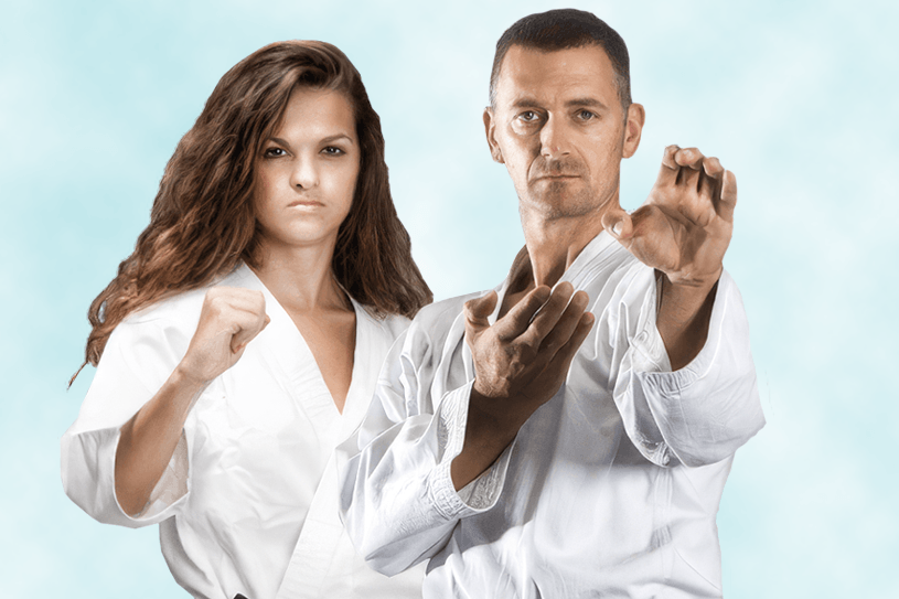 Demonstration team performing martial arts skills