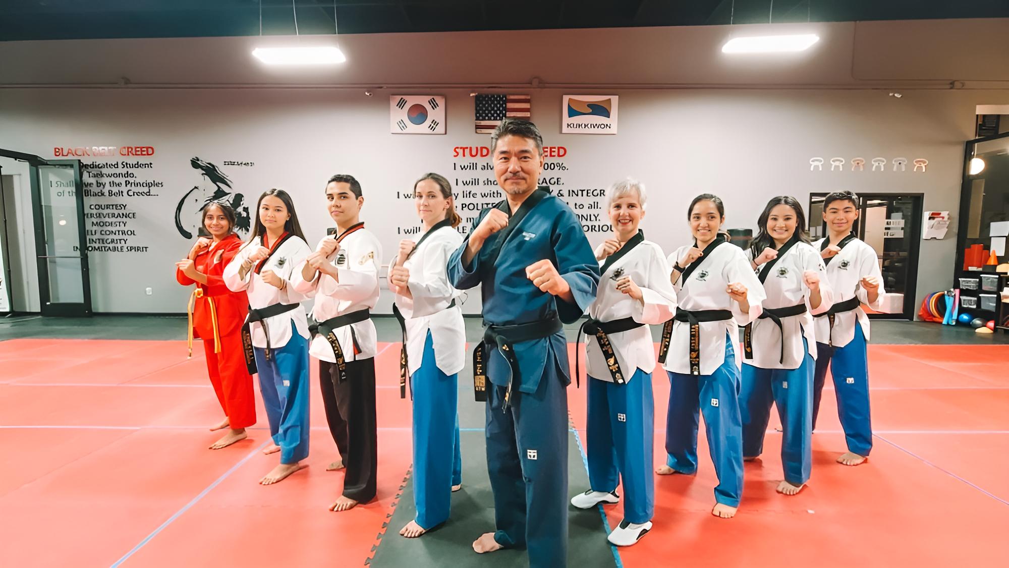 Golden Eagle Taekwondo adult class in the dojang