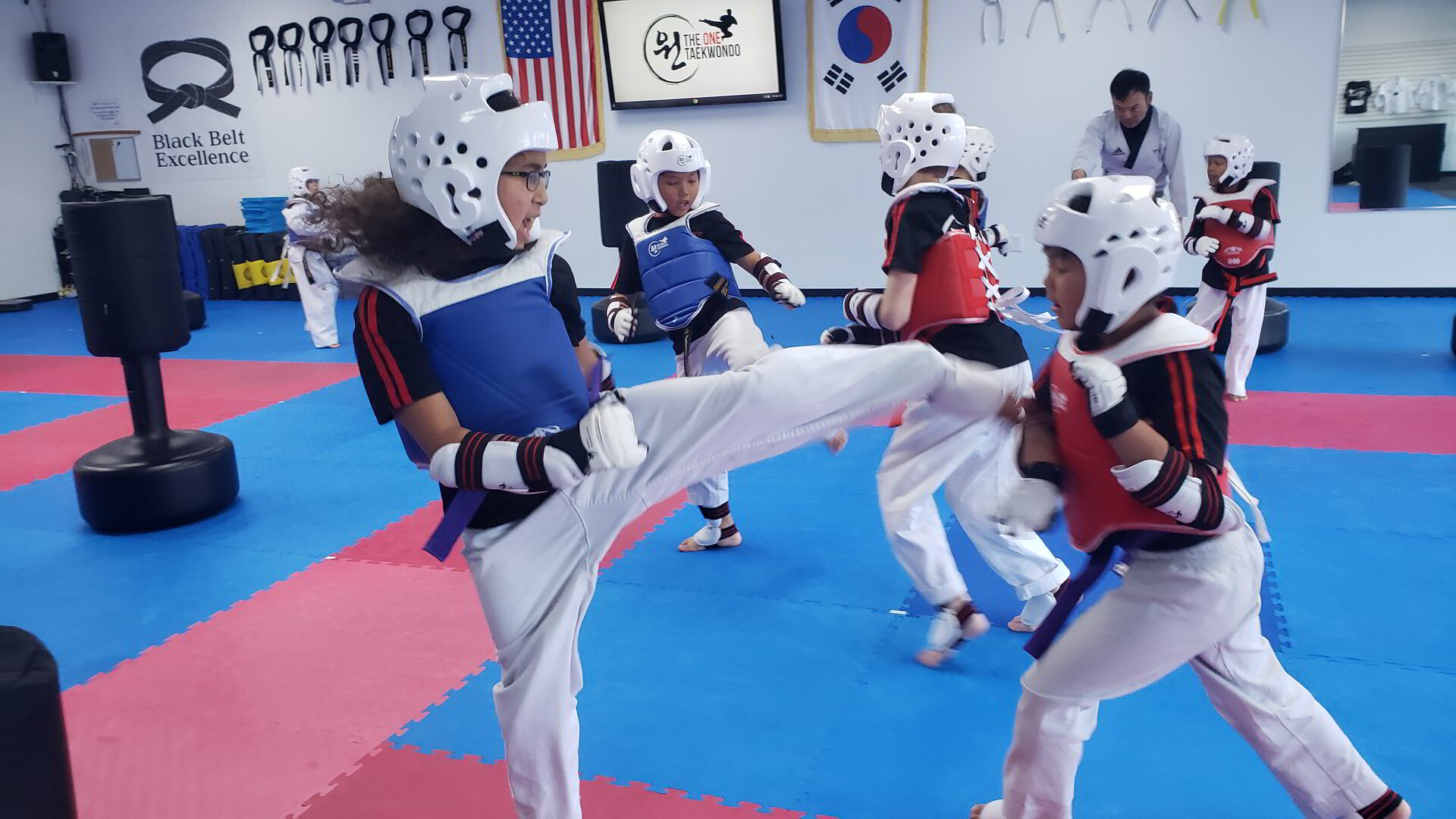 Students practicing forms