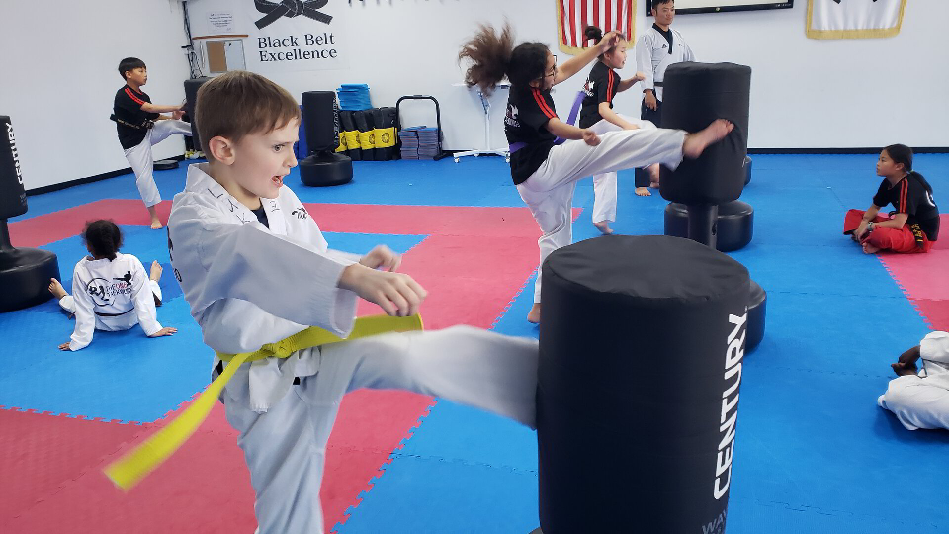 Taekwondo class in session