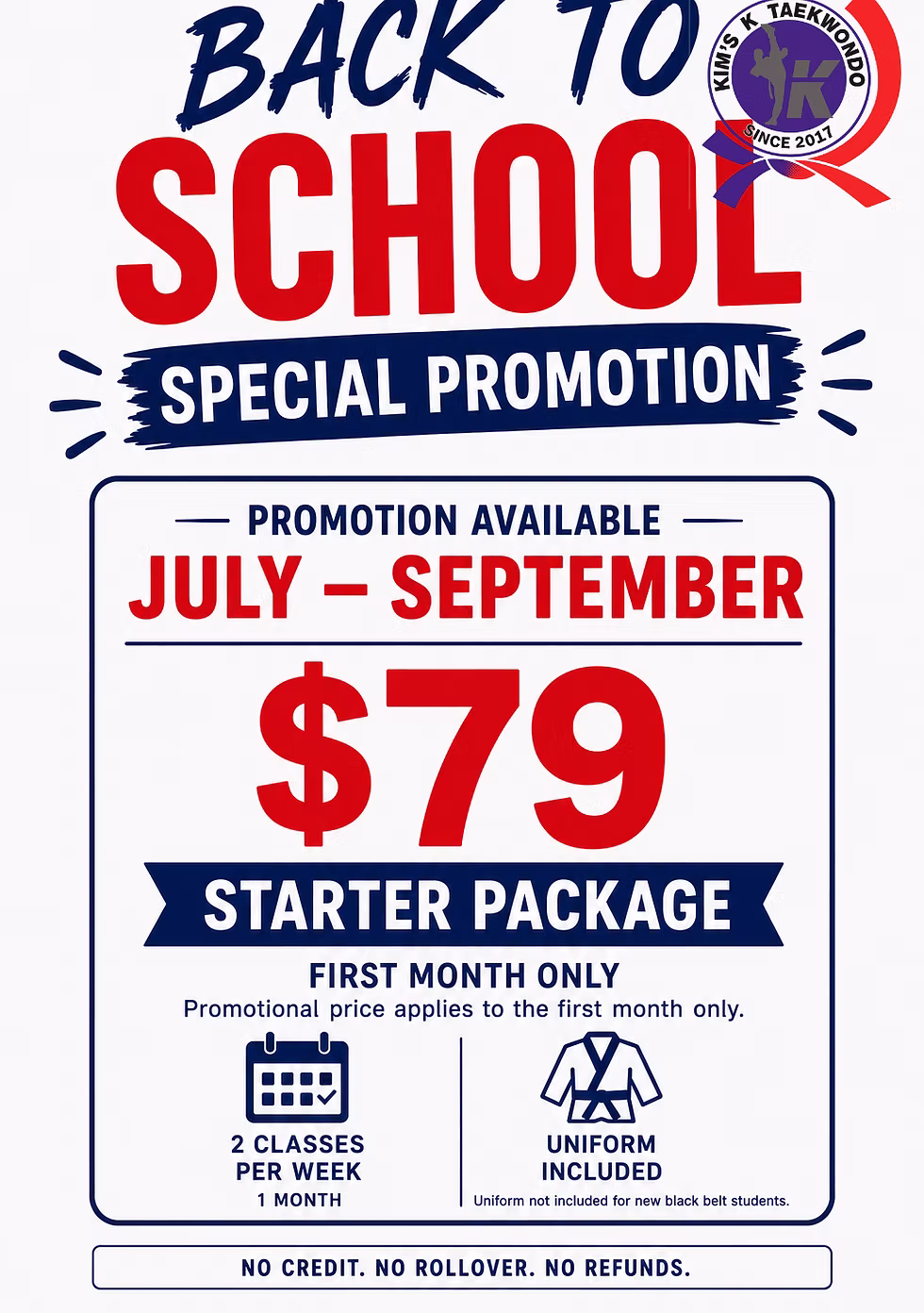 Kim's K Taekwondo Back to School Special — $79 starter package
