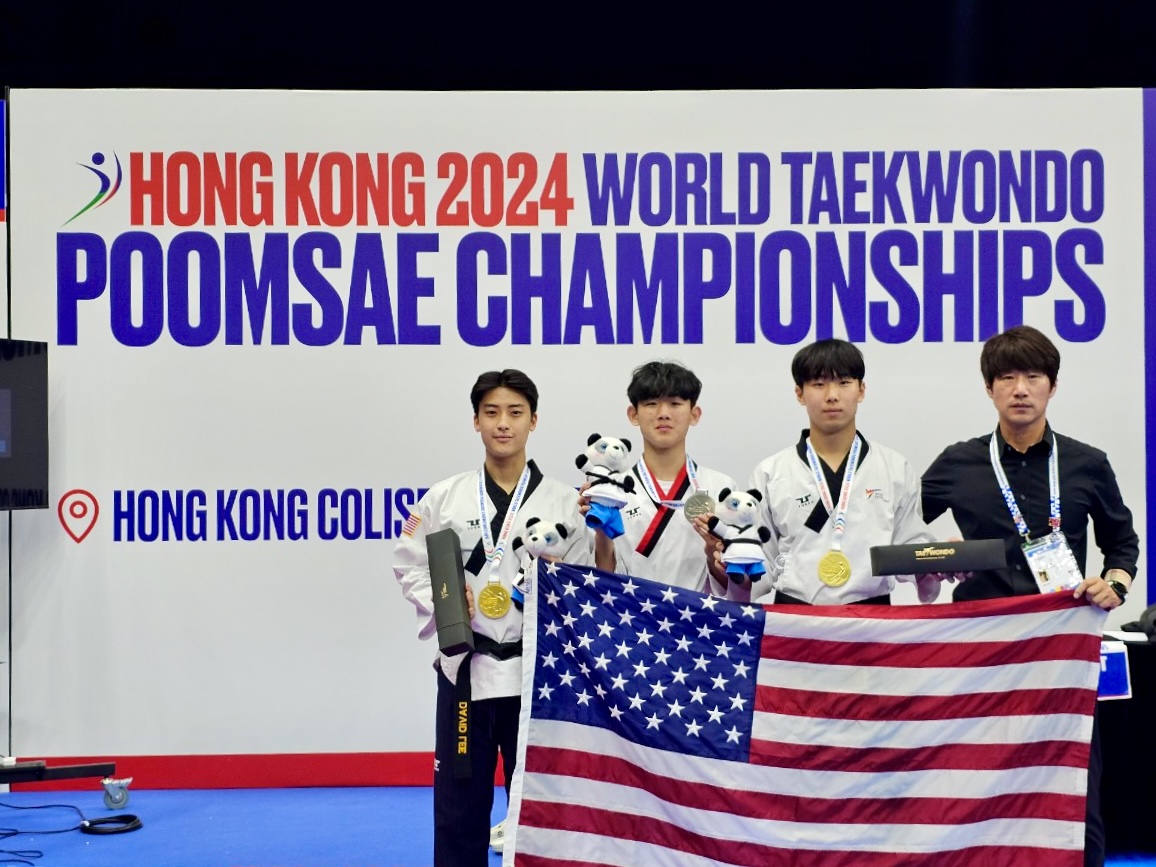 TEAM K athletes on the podium at the 2024 World Poomsae Championships