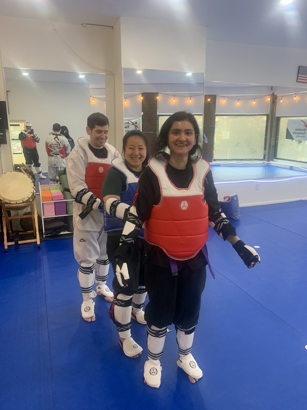 Students geared up for sparring practice