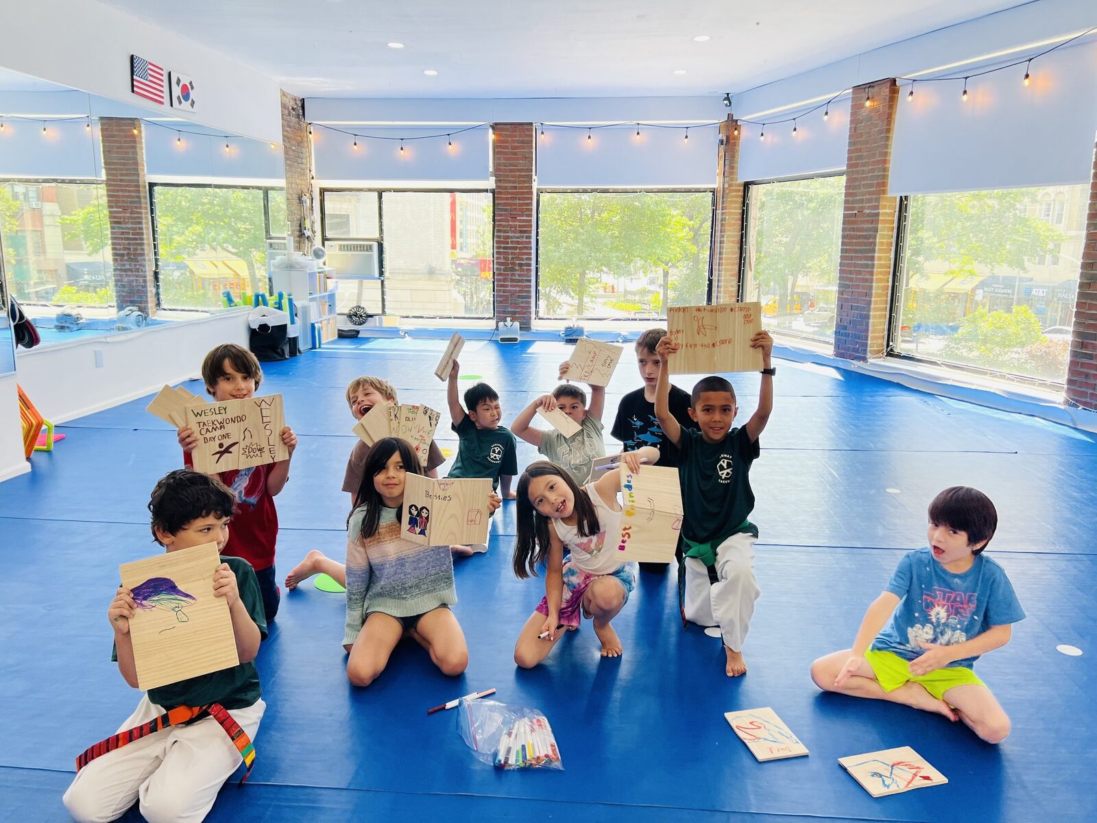 Campers with their decorated breaking boards