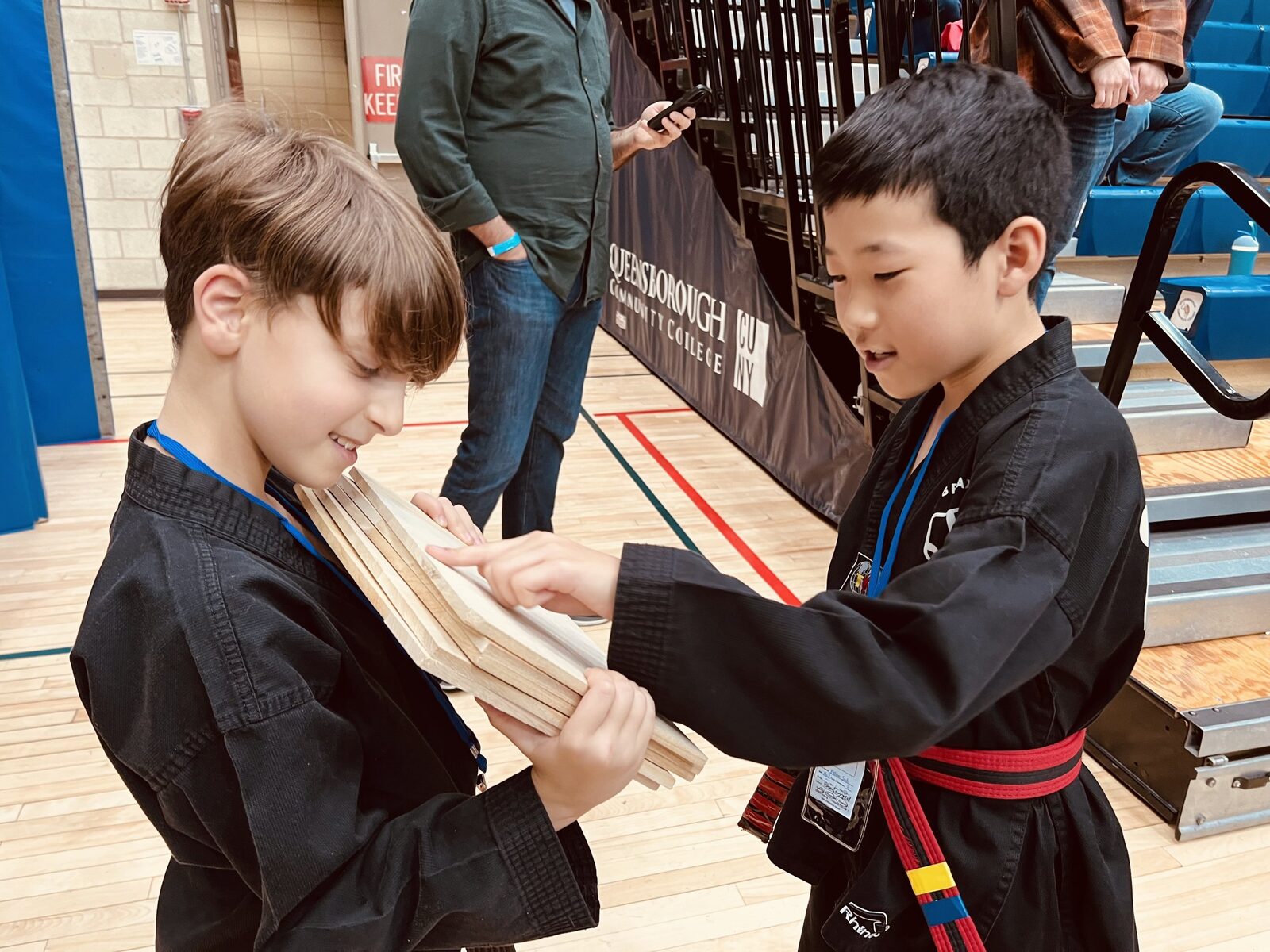 Board breaking demonstration at a tournament